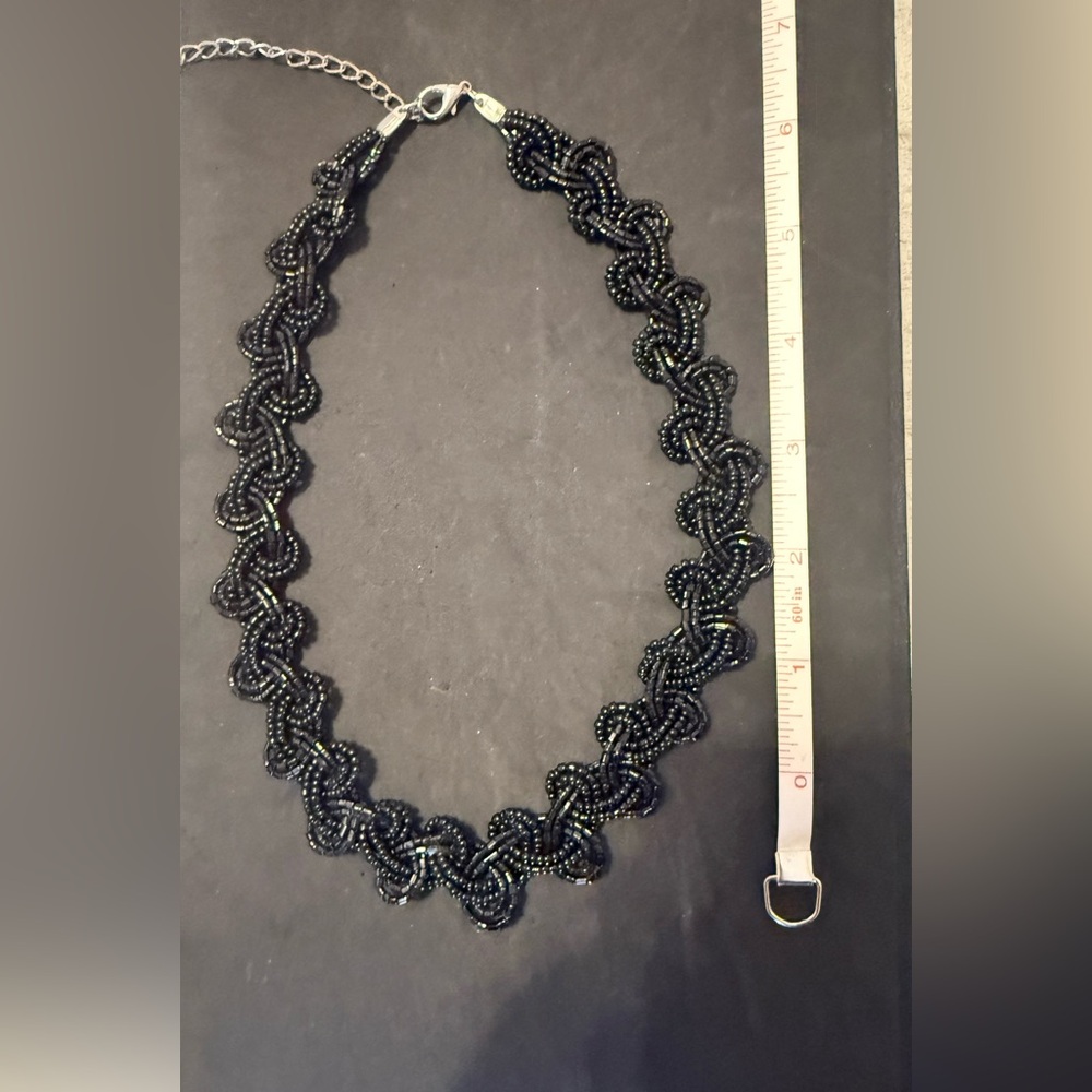 Black Beaded Statement Choker Necklace
